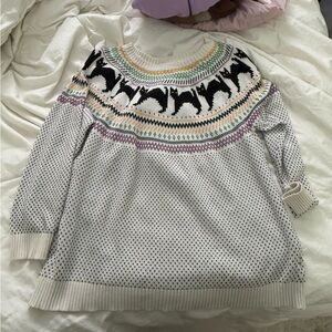 Modcloth Cream and Green Knit Sweater